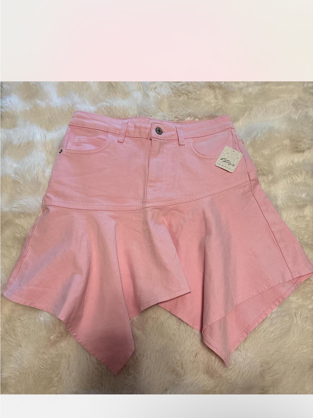 Free People Pastel Pink Denim Skort